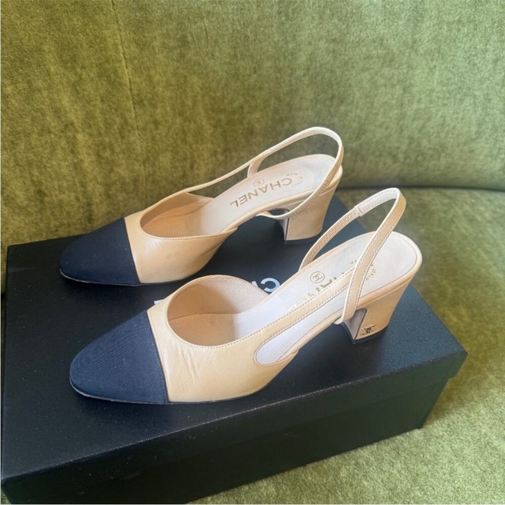 CHANEL Slingback cap toe heels shoes pumps 36 - Picture 3 of 10